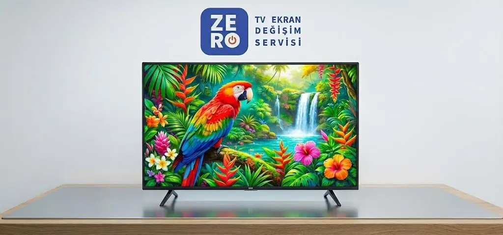 Profesyonel servisimizde ekran değişimi yapılmış, renk kalibrasyonu tamamlanmış 4K Ultra HD televizyonun kusursuz görüntüsü.
