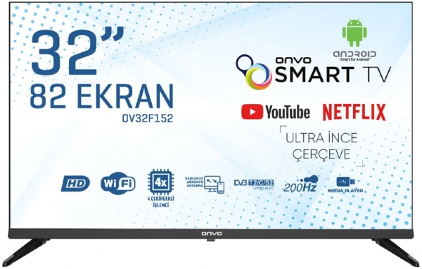 Onvo OV32F152 Frameless HD 32" 82 Ekran Uydu Alıcılı Android Smart LED TV
